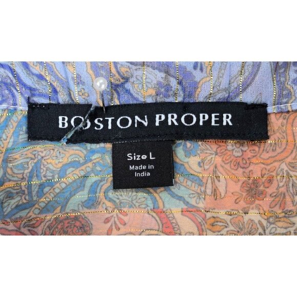 Boston Proper 2 Piece Sheer Dress Sparkly Boho Paisley Sz L Cream Tank Slip - Picture 6 of 16